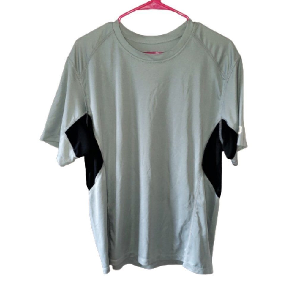 Eastern Mountain Sports Techwick Activewear Black Gray Shirt Short Sleeve Large